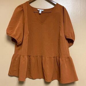 Rust Short Sleeve Peplum Top